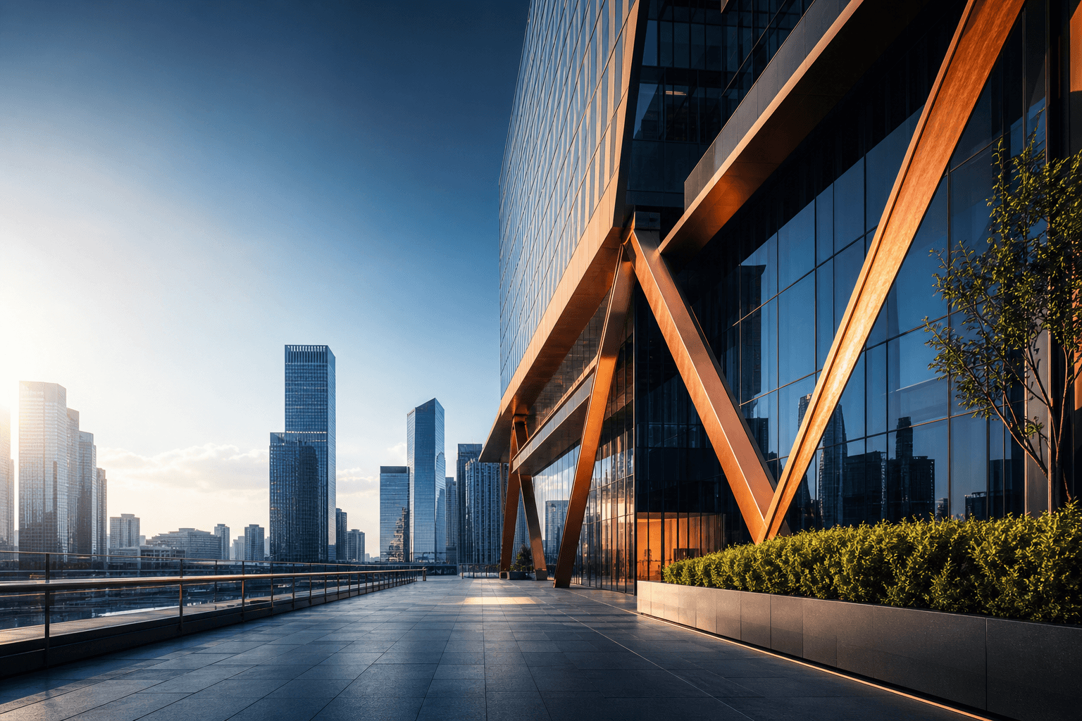 Contemporary financial district architecture