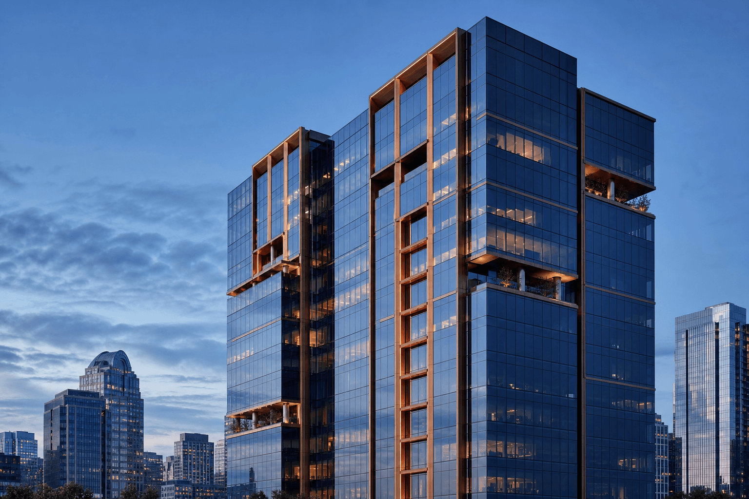 Glass office tower exterior